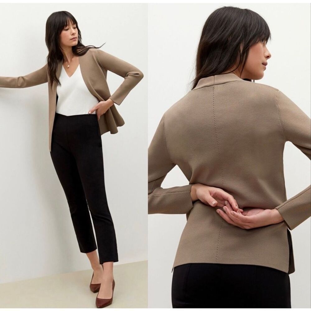 Mm Lafleur The Woolf Jardigan Knit Cardigan Blazer Taupe Pearl, Sm $284 G17